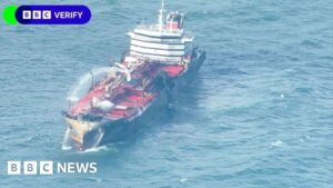 BBC Verify examines moments before cargo ship, tanker…